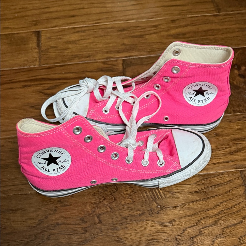 Converse High Top Sneakers - Neon Pink and White